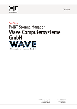 Das Deckblatt der Case Study von PoINT und Wave zeigt vor allem das schwarz-blaue Logo von Wave.