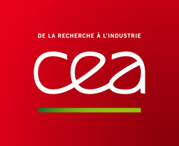 Auf dem roten Viereck steht in weißer Schrift "DE LA RECHERCHE á L´Industrie CEA" geschrieben. 