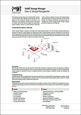 PoINT Storage Manager ist eine Data and Storage Management Software, die information lifecycle management umsetzt.