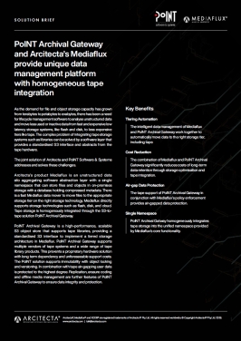 Joint Solution Brief: Mediaflux & PoINT Archival Gateway Joint Solution Brief: Mediaflux & PoINT Archival Gateway