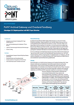 Solution Brief PoINT Archival Gateway + Overland Tandberg NEO Tape Libraries