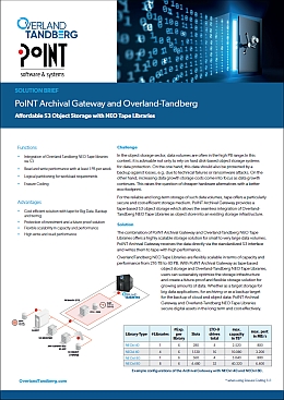Solution Brief PoINT Archival Gateway + Overland Tandberg NEO Tape Libraries