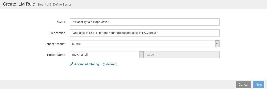 NetApp StorageGRID ILM on Tape