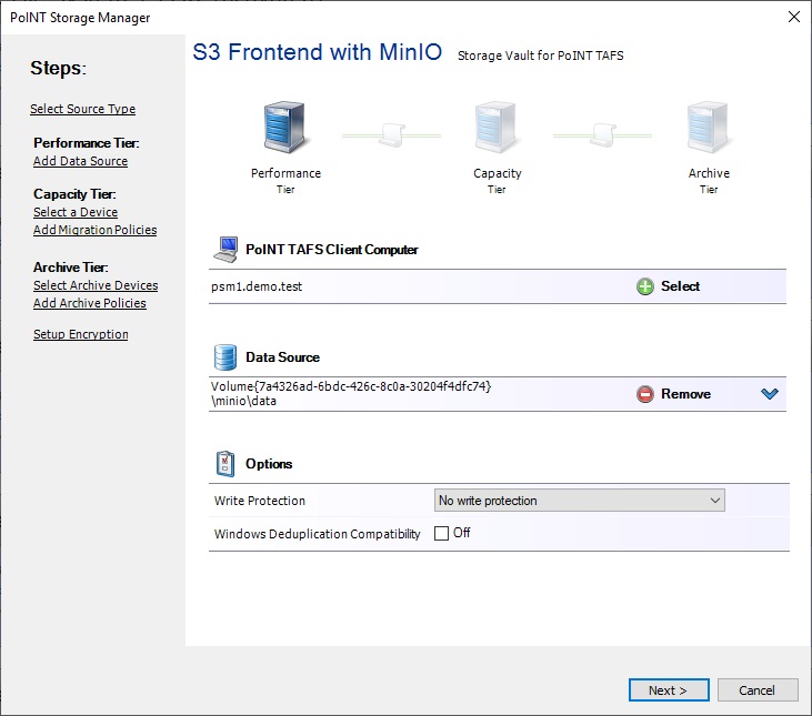 PoINT Storage Manager & MinIO PoINT Storage Manager & MinIO