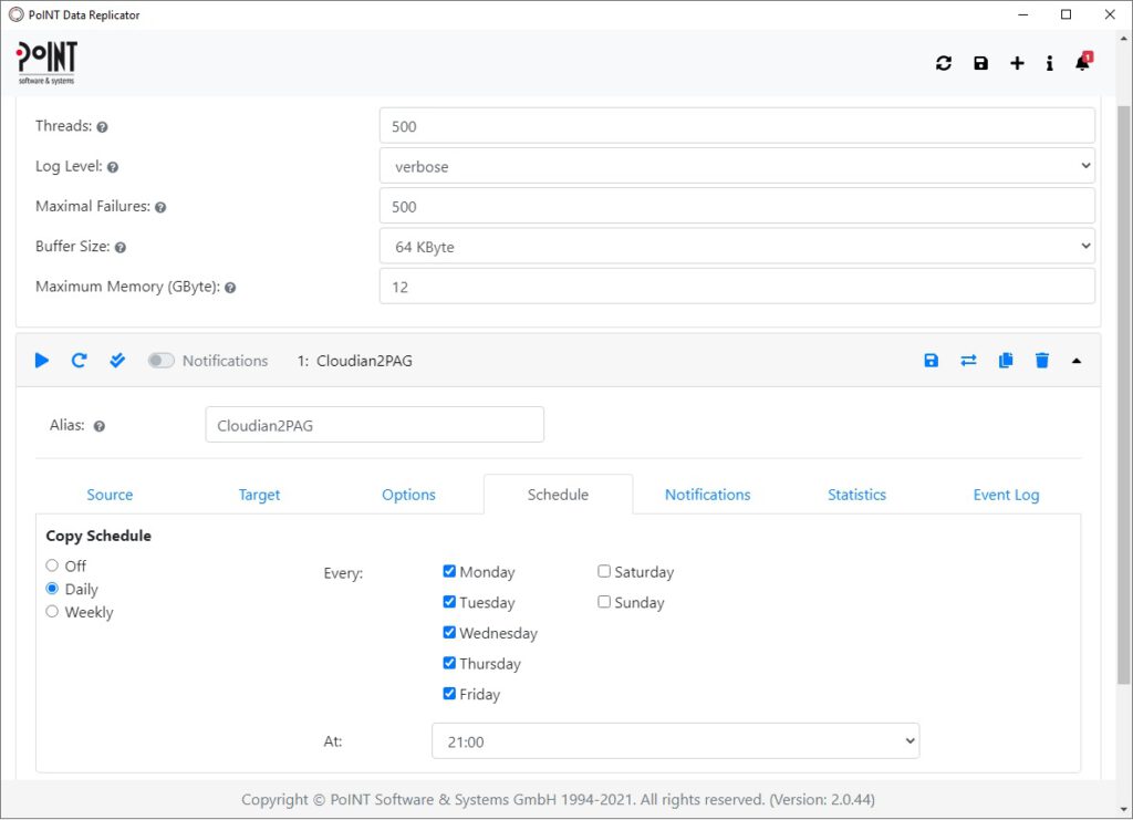 PoINT Data Replicator, Screenshot