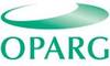 Logo-OPARG Unterhalb der grünen fast geschlossenen ovalen Fläche stehen in gleicher Farbe die Buchstaben OPARG.