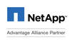 Logo-NetApp-Alliance-Partner Das Logo von NetApp ist auf weißem Hintergrund, enthält ein Viereck, was überwiegend blau ist, und den schwarzen Schriftzug NetApp TM Advantage Alliance Partner.