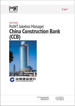 The case study by China Construction Bank shows the big bank building under a blue sky.