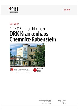 This first page of the Case Study shows the entrance of DRK Krankenhaus Chemnitz Rabenstein. This hospital has to archive patient data. 