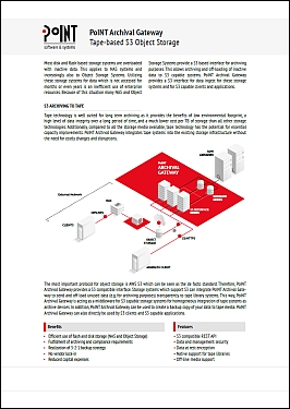 Im PAG-Dateblatt sind die Funktionen und Eigenschaften der Big Data Storage Software erläutert.