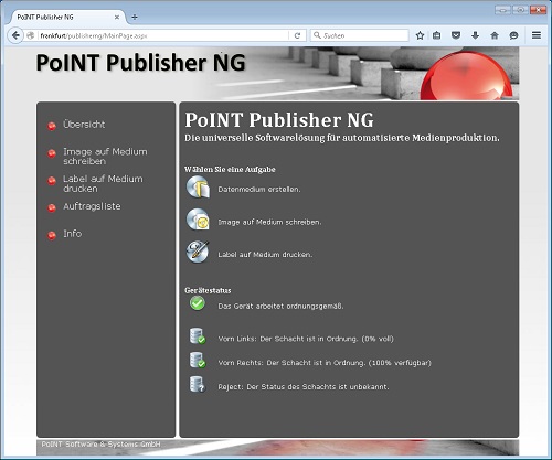 Der PoINT Publisher NG kann durch den Web-Client über den Internetbrowser bedient werden. 